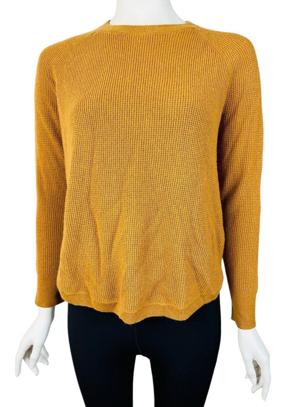 Madewell Jane Sweater Women's XXS Marigold Bronze Waffle Knit Pullover Top Wool